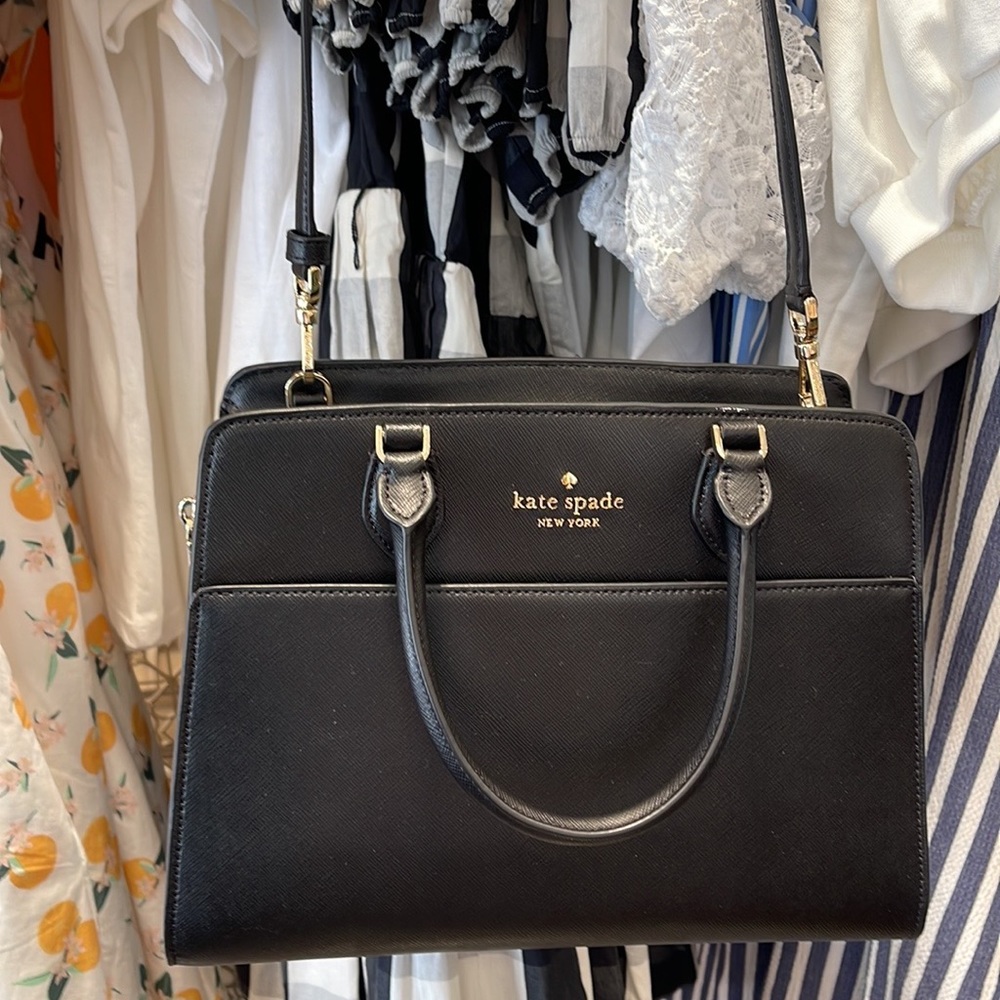 Kate Spade Madison Safiano Leather Medium Satchel Handbag 
COLOR: Black 
NWT - Picture 12 of 16